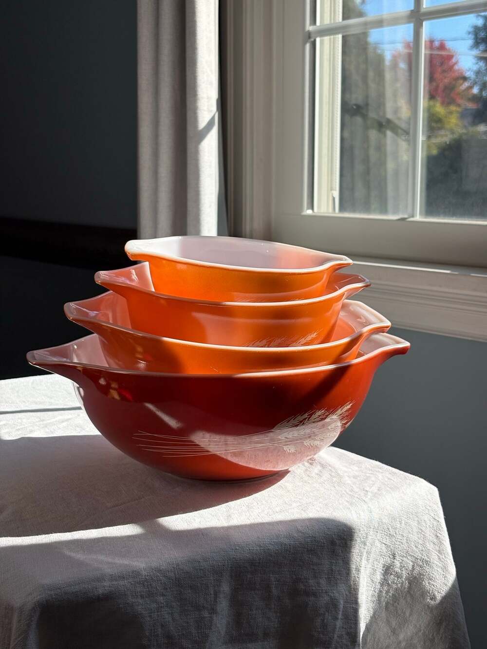Vintage Pyrex Autumn Harvest Cinderella Mixing Bowls set of 4